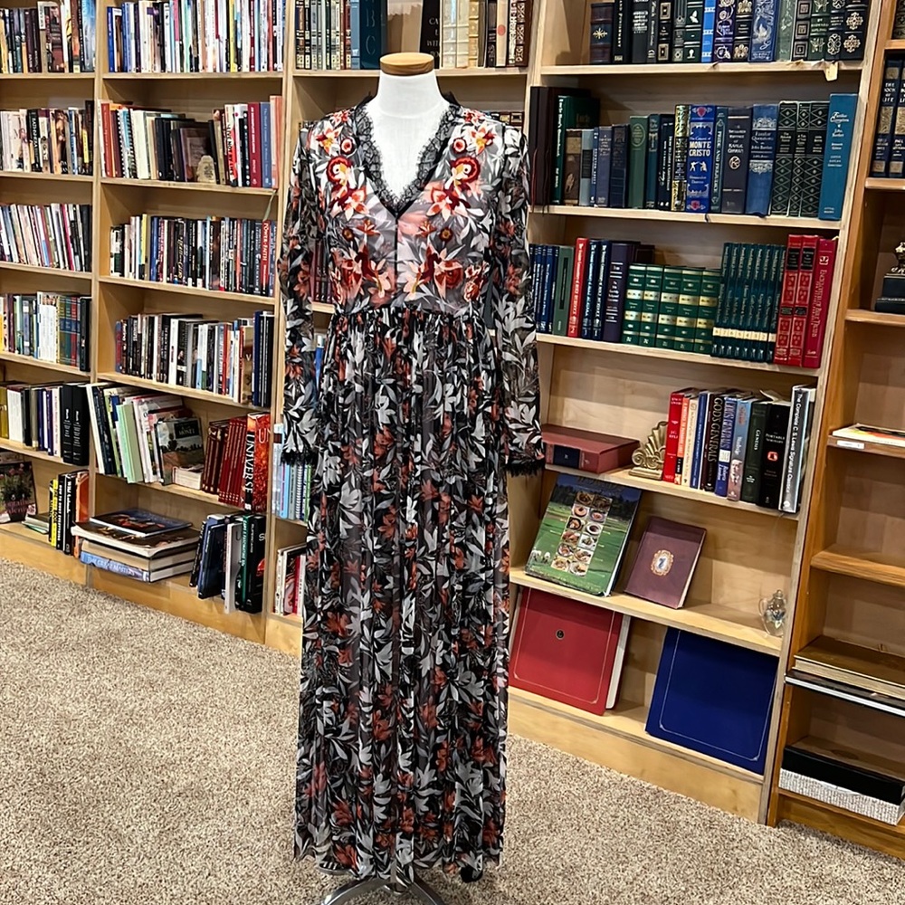 French Connection Floral Embroidered Maxi Dress. Size 10-12.